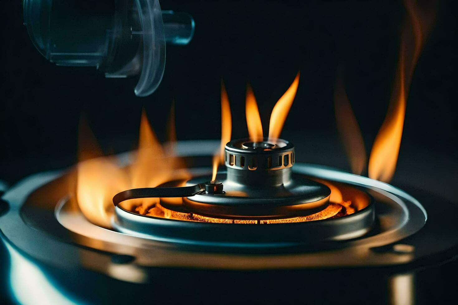 a gas burner with flames on top. AI-Generated photo
