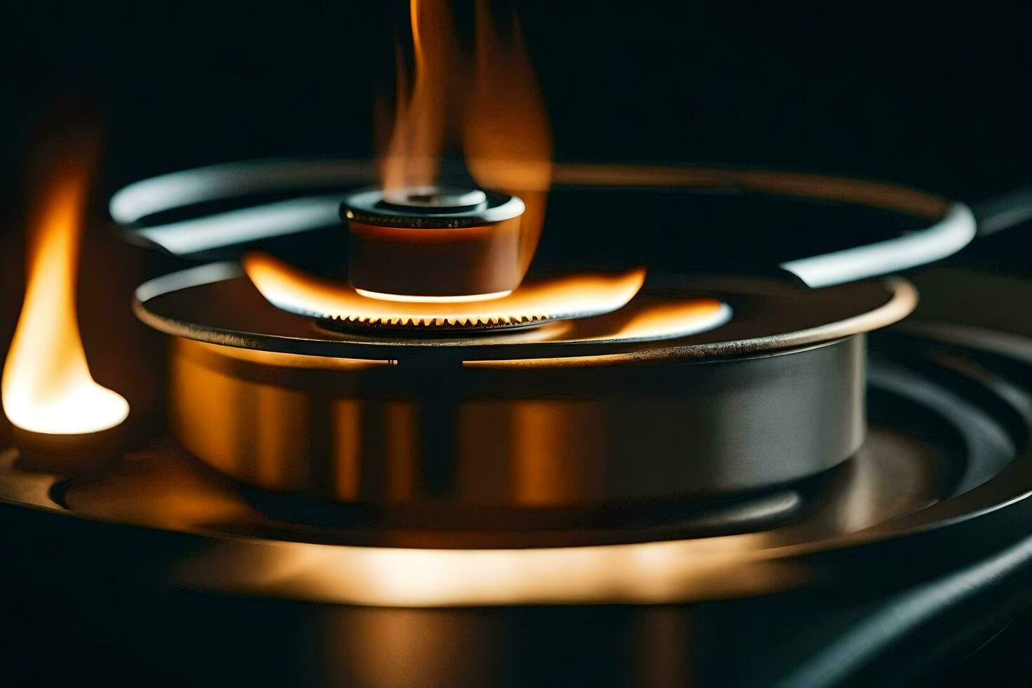 a close up of a stove with a flame. AI-Generated photo