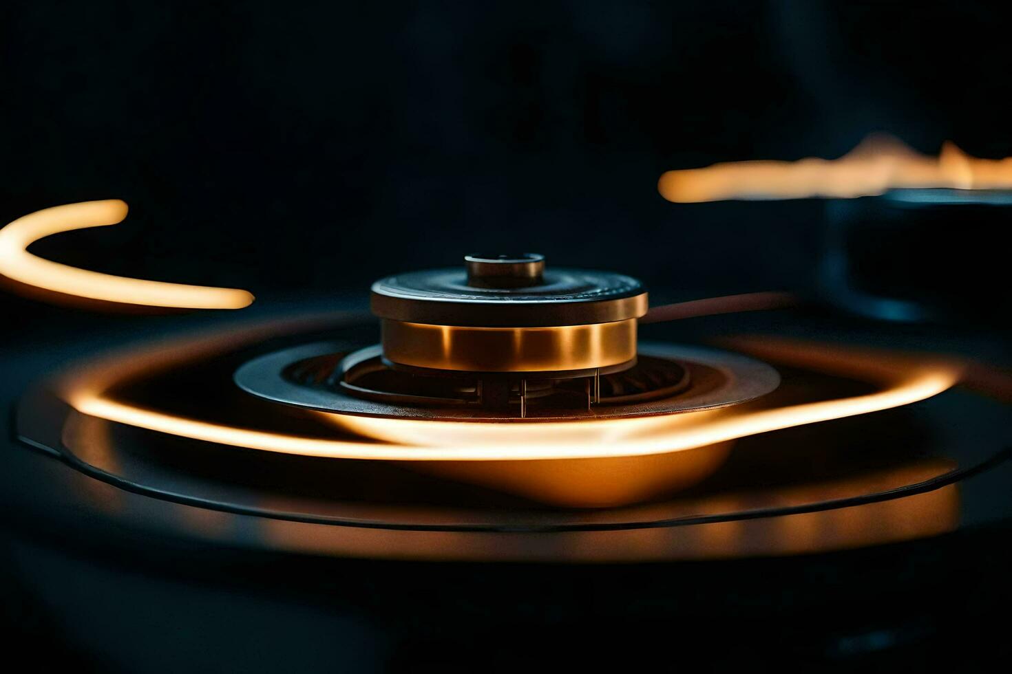 a close up of a gas burner with flames. AI-Generated photo