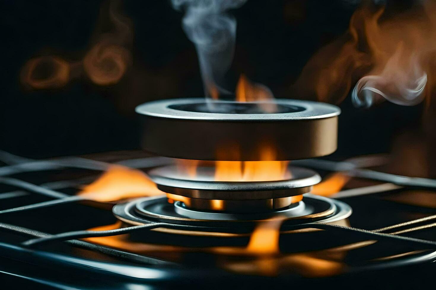 a stove top with smoke coming out of it. AI-Generated photo