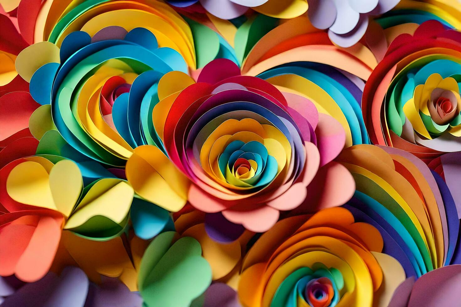 a colorful paper flower arrangement with many different colors. AI-Generated photo