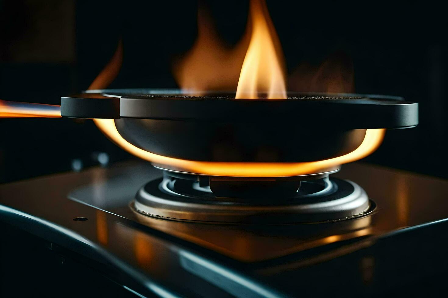a stove with flames on top of it. AI-Generated photo
