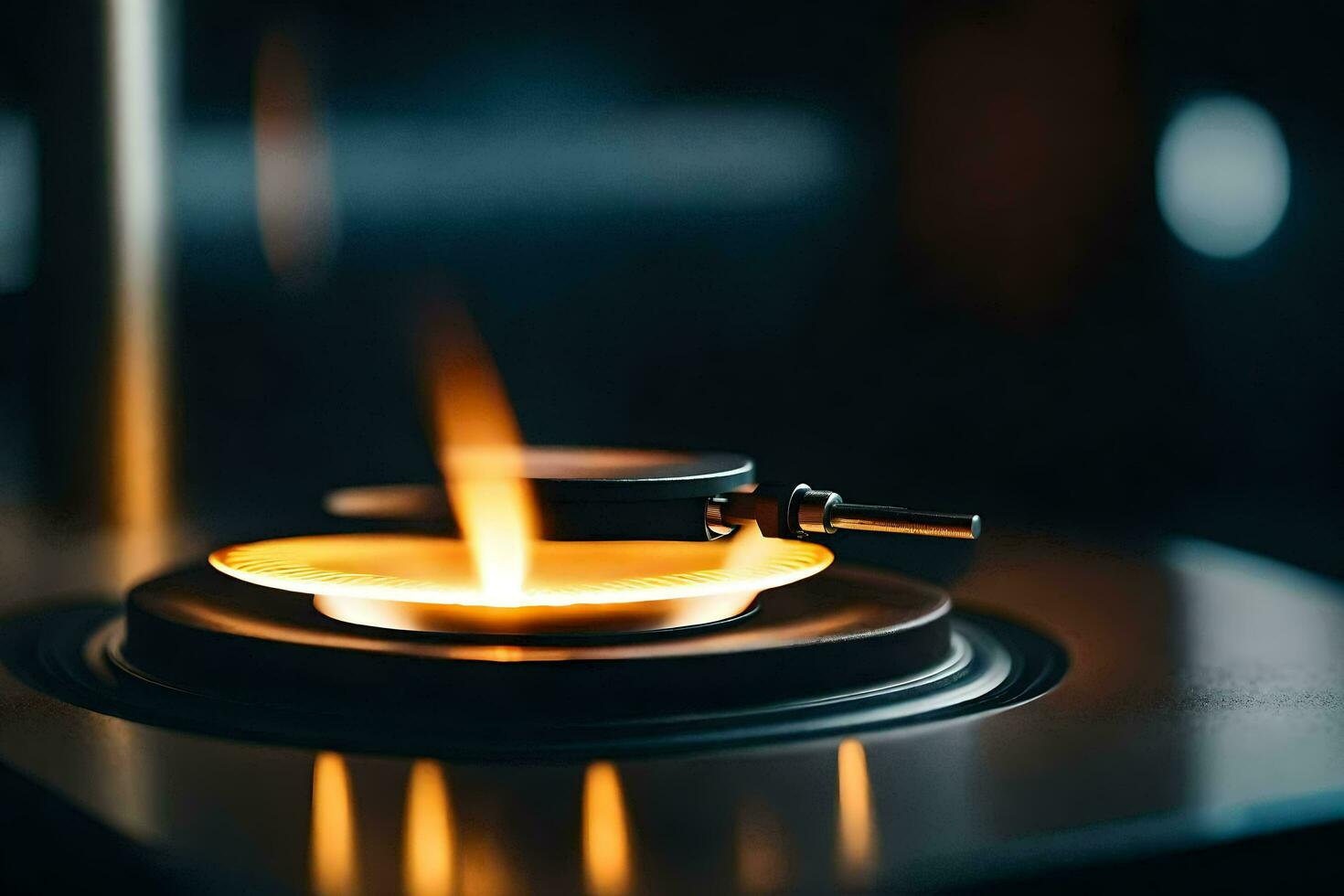 a close up of a gas burner on a stove. AI-Generated photo