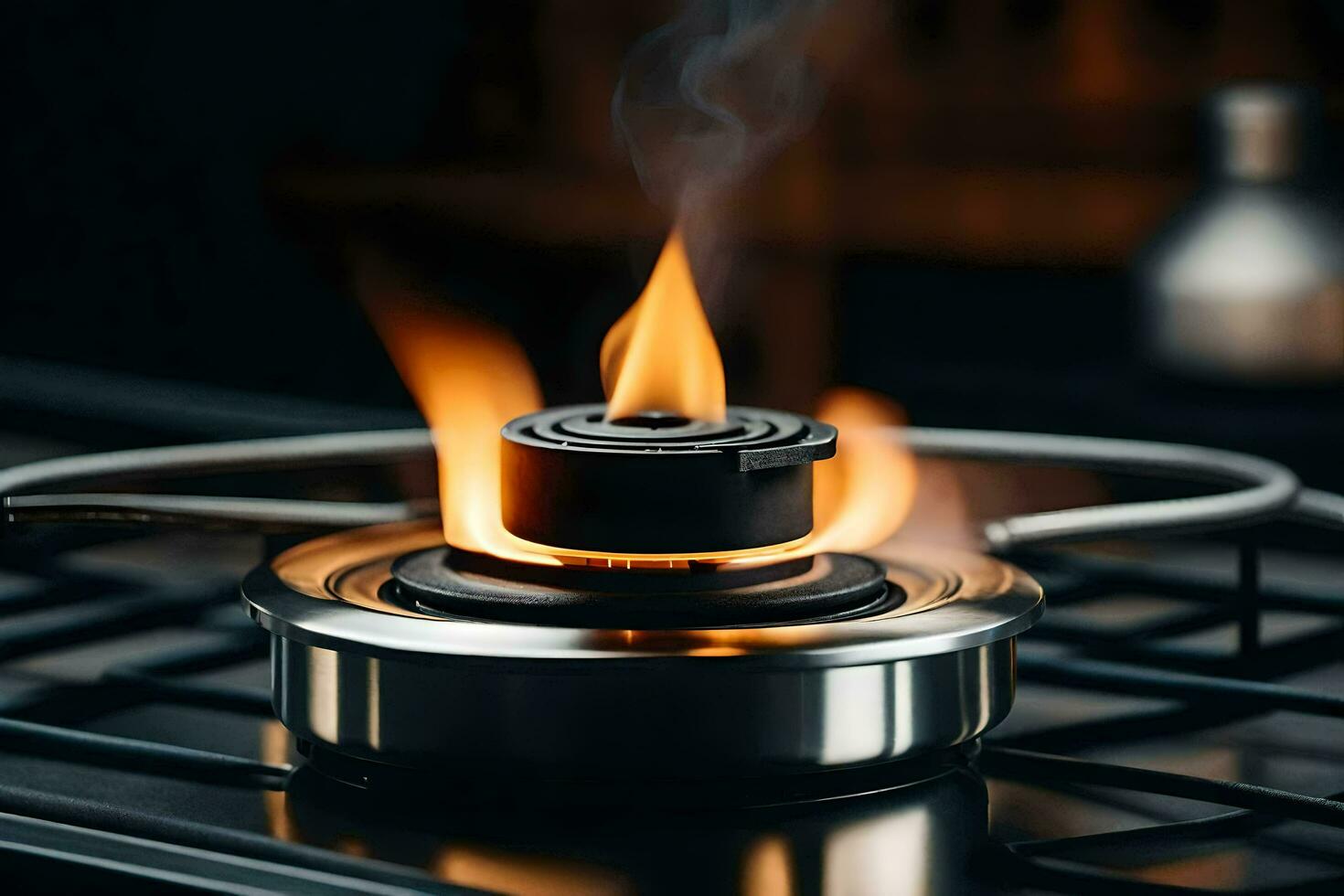 a stove top with a flame on it. AI-Generated photo