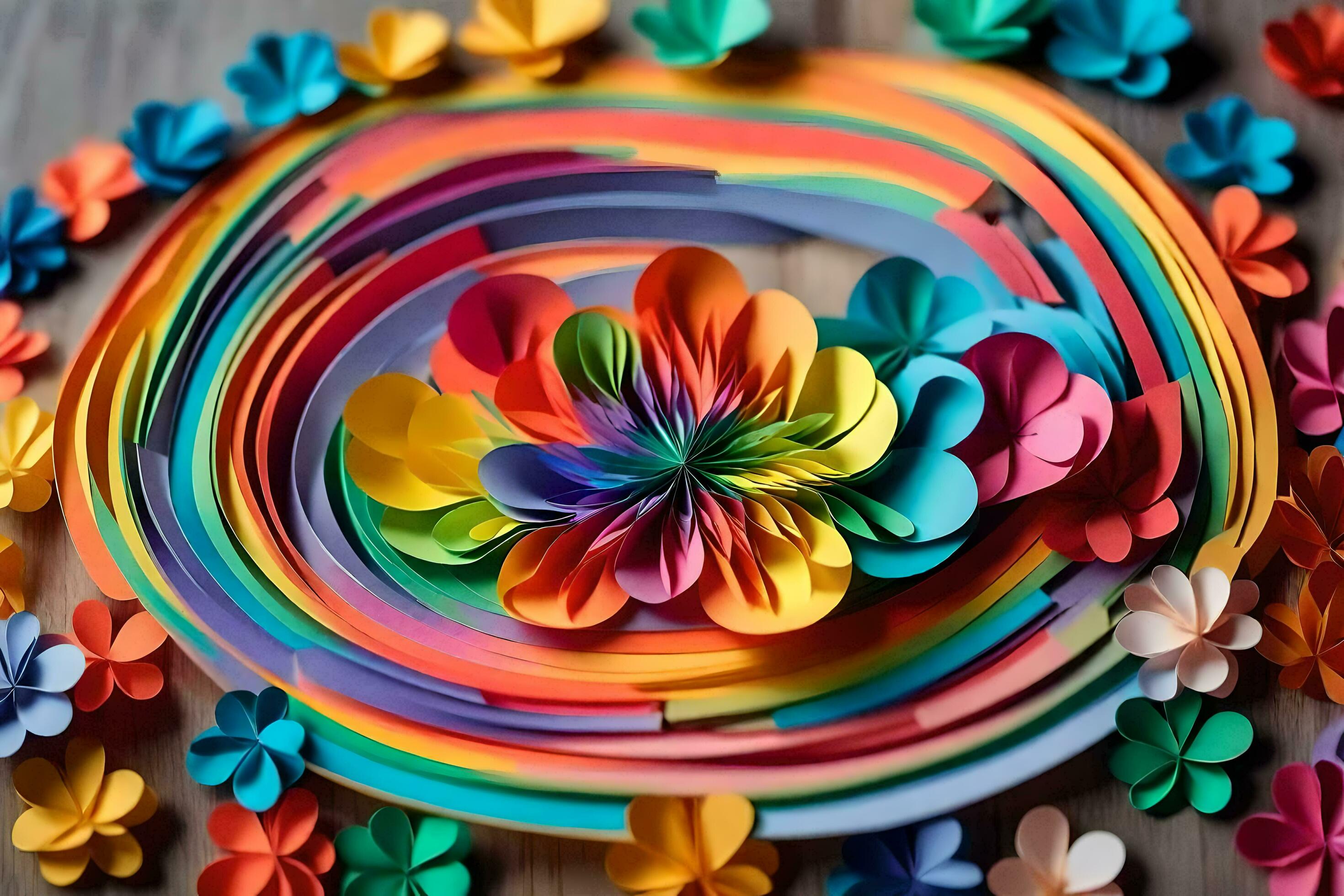 a-circular-arrangement-of-colorful-paper-flowers-ai-generated-31868963