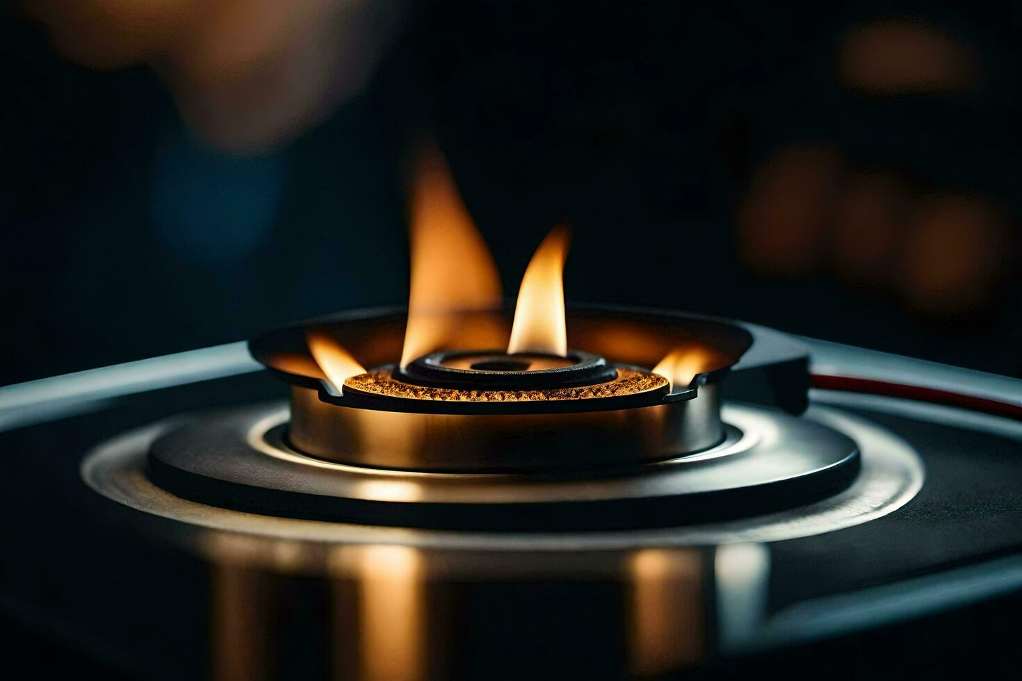 a gas stove with a flame on it. AI-Generated photo