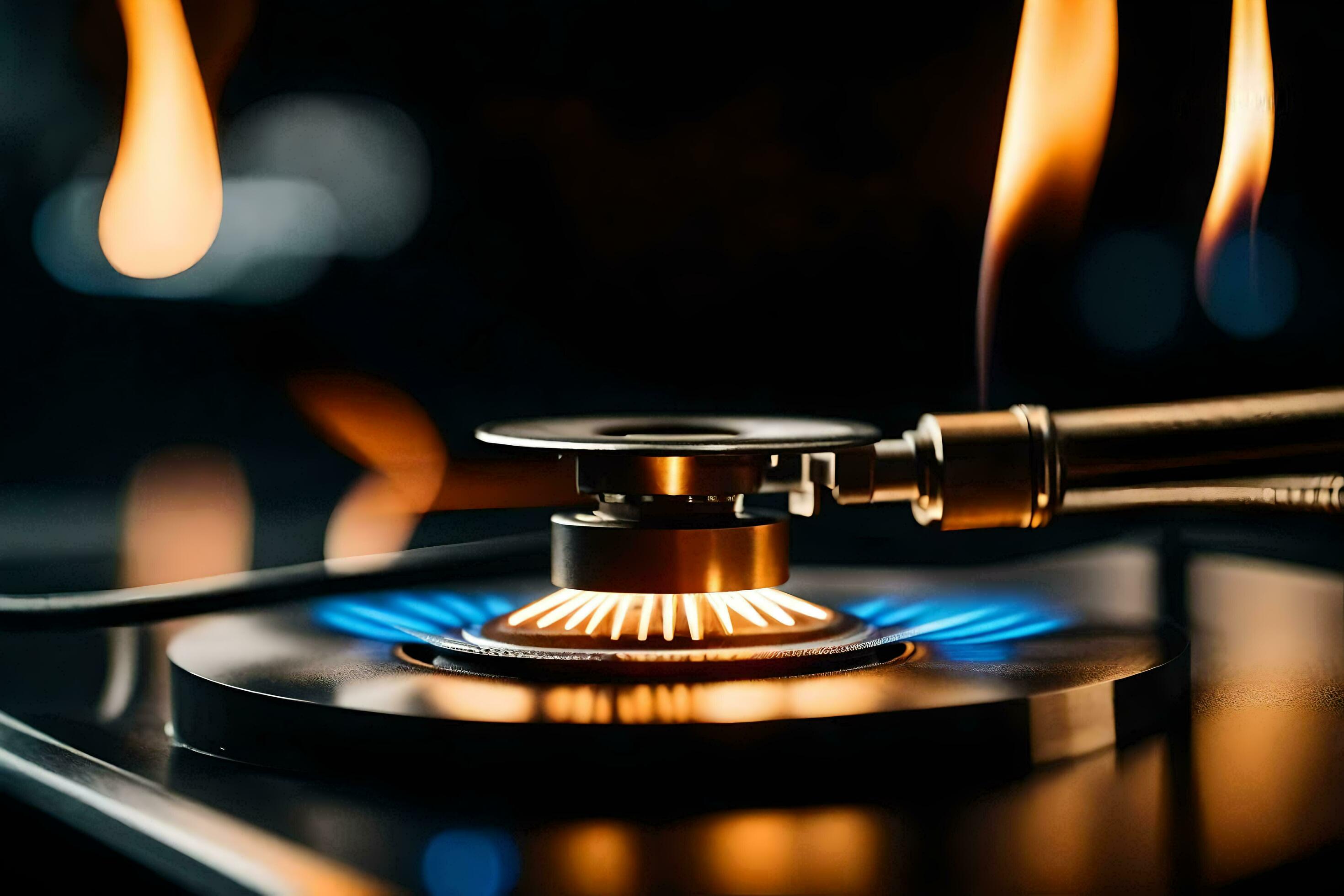 a gas burner on a table with flames. AIGenerated 31869328 Stock Photo at Vecteezy