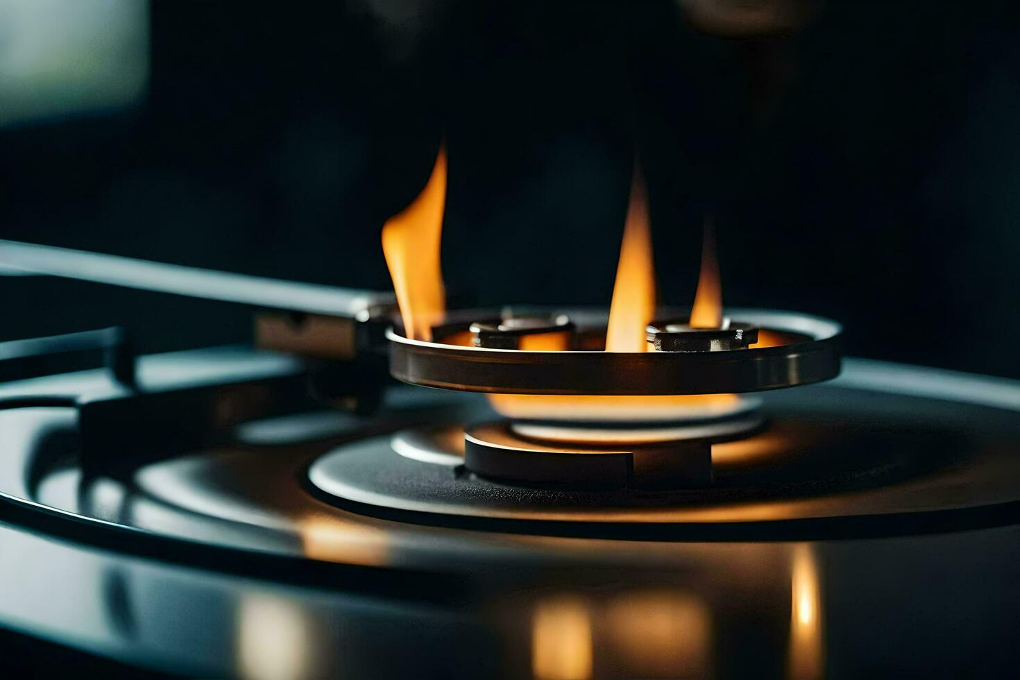 a close up of a burner on a turntable. AI-Generated photo