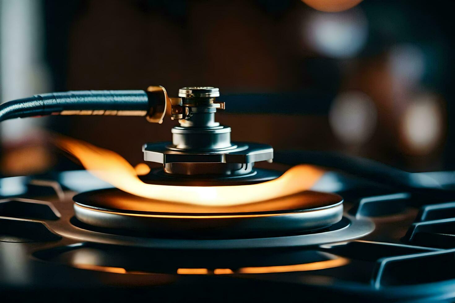 a close up of a burner on a stove. AI-Generated photo
