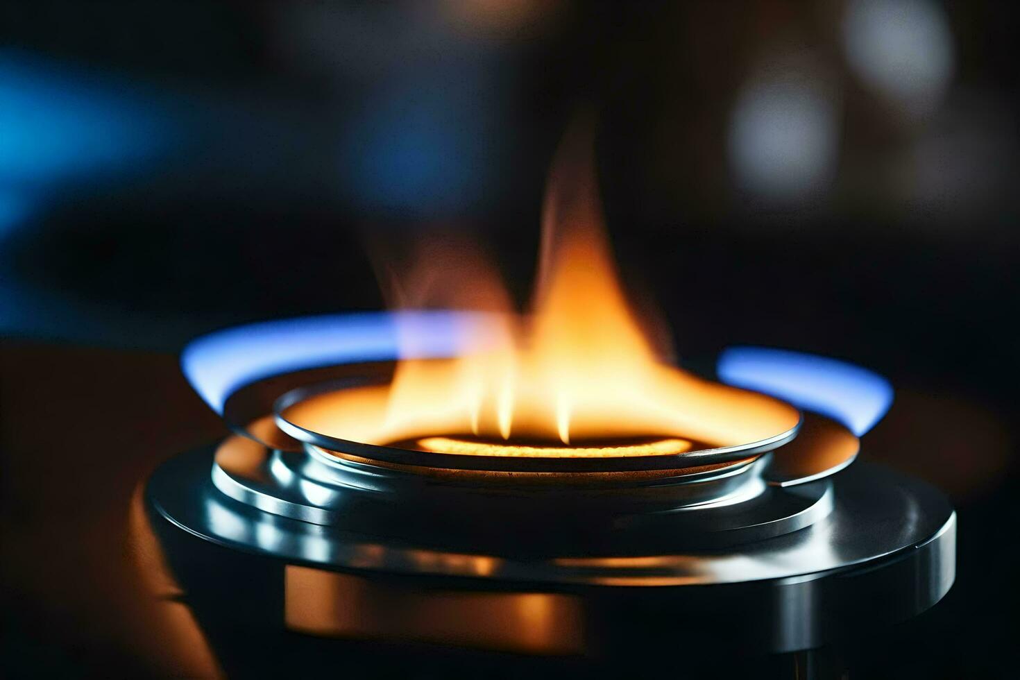 a gas burner on a stove. AI-Generated photo