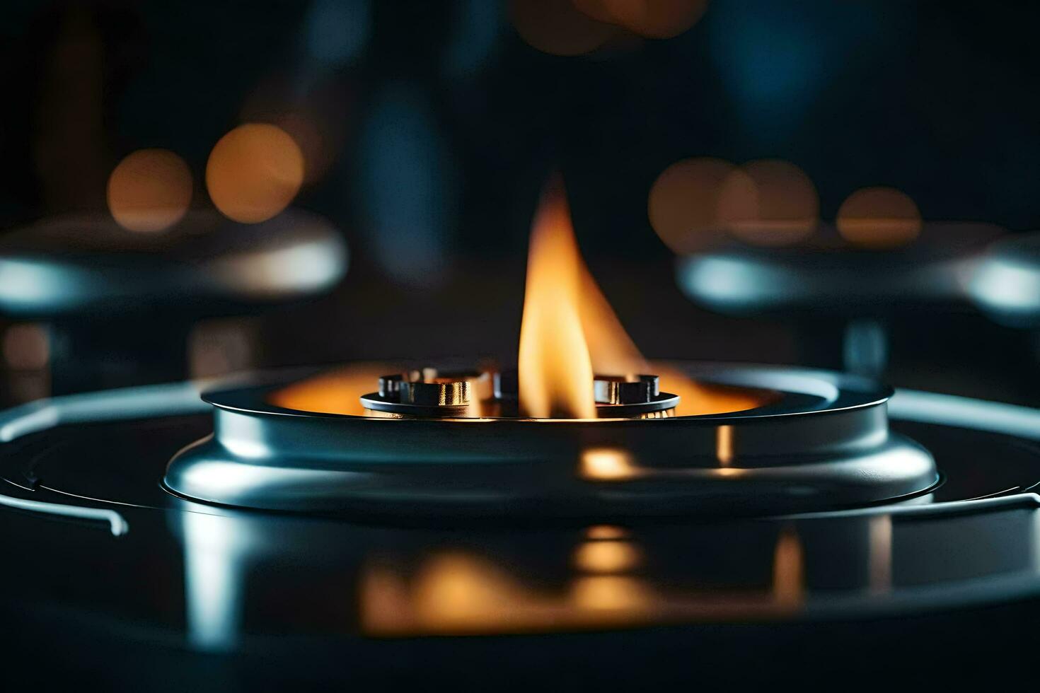 close up of a gas burner on a stove. AI-Generated photo