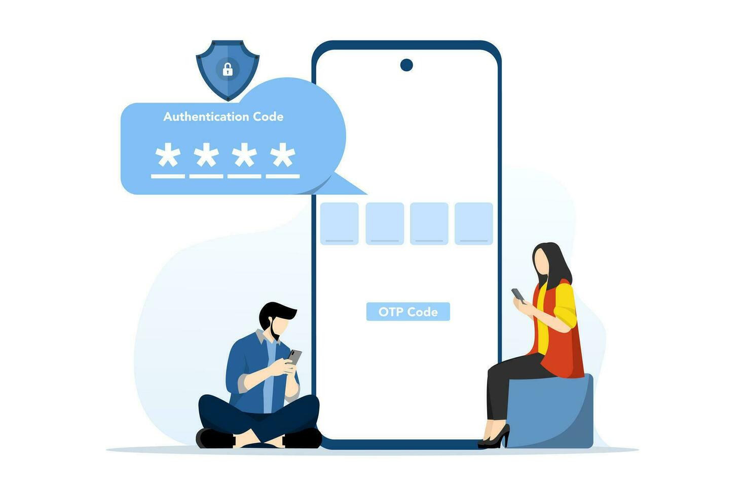 Verification pin code concept. authentication code for the site. security code message notification. two-step authentication in control systems for personal and banking accounts. vector illustration.