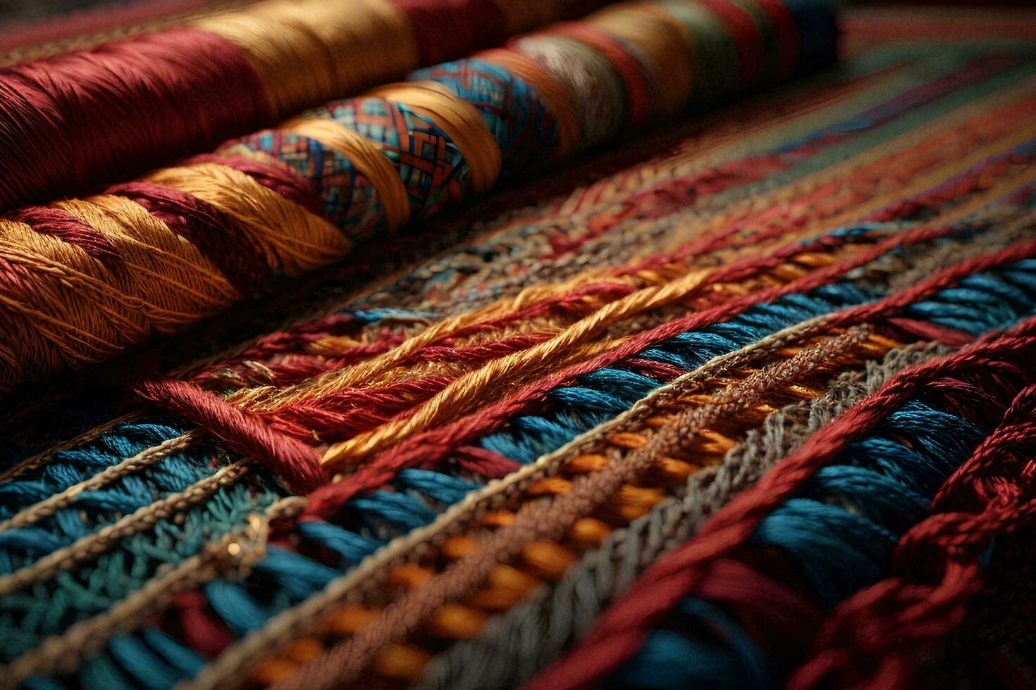 Colorful Handmade Wool Craft AI Generative photo