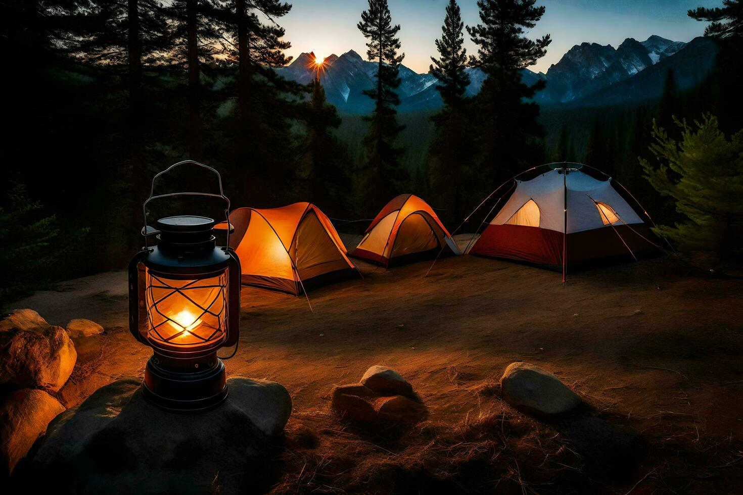 camping in the mountains. AI-Generated photo