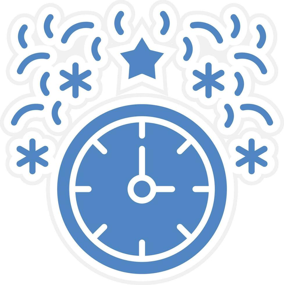 New Year Clock Vector Icon