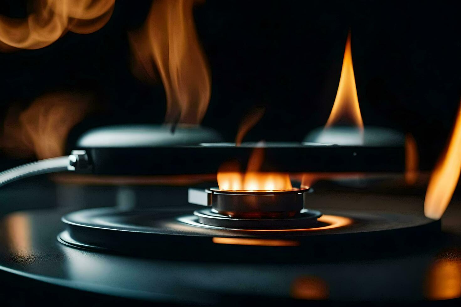 a close up of a burning stove. AI-Generated photo