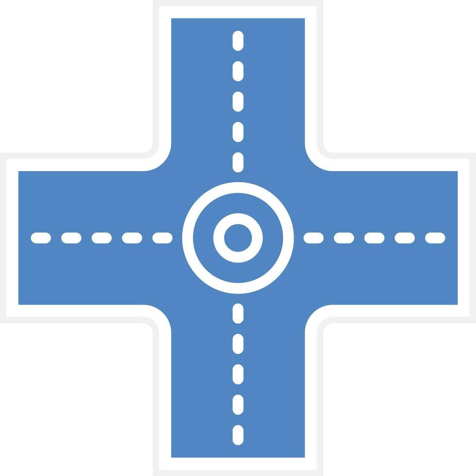 Four Way Intersection Vector Icon
