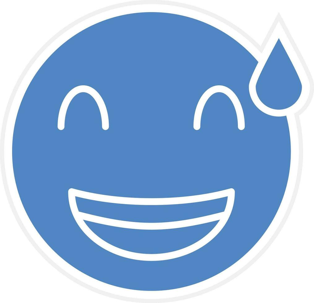 Grinning Face with Sweat Vector Icon