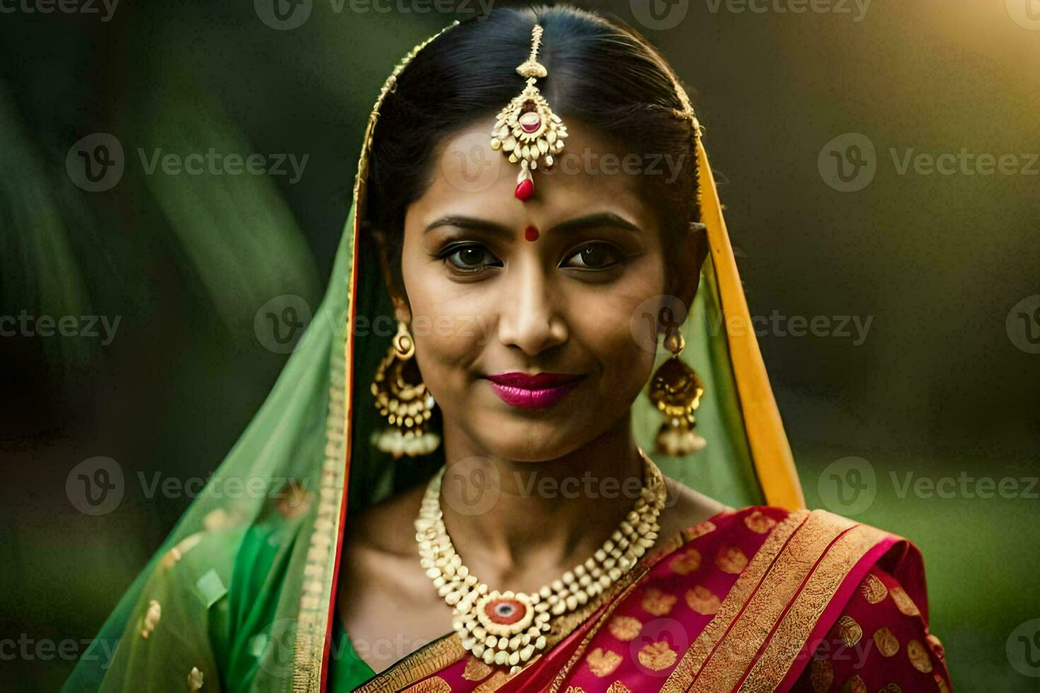 beautiful indian woman in traditional sari. AI-Generated photo