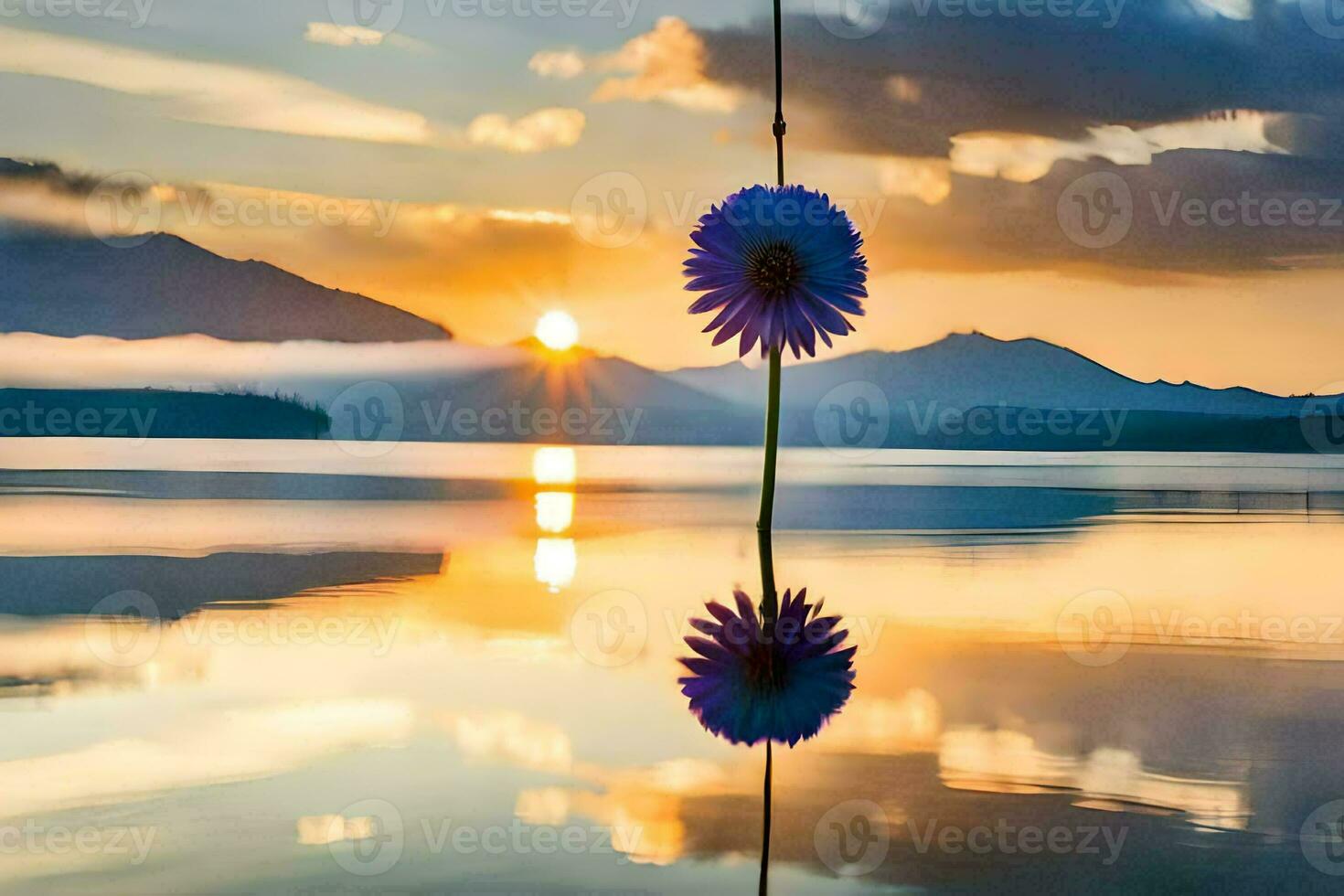 un flor es colgando desde un gancho en el agua. generado por ai foto