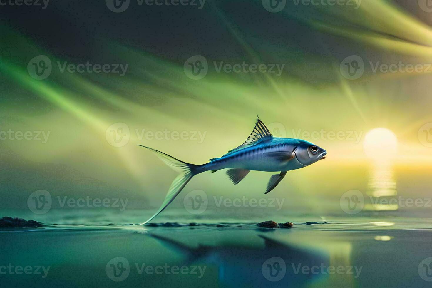 photo wallpaper the sky, fish, the sea, the sun, the sea, the fish,. AI-Generated