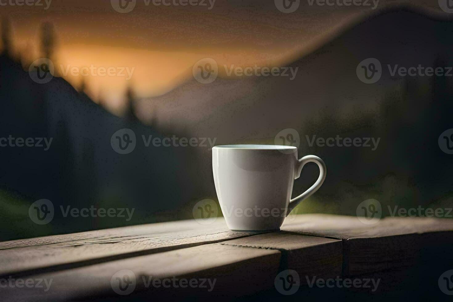 coffee cup on the balcony, mountain, nature, nature hd wallpaper. AI-Generated photo