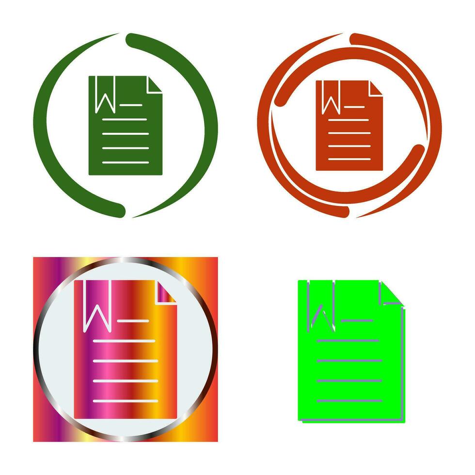 Unique Bookmarked Document Vector Icon