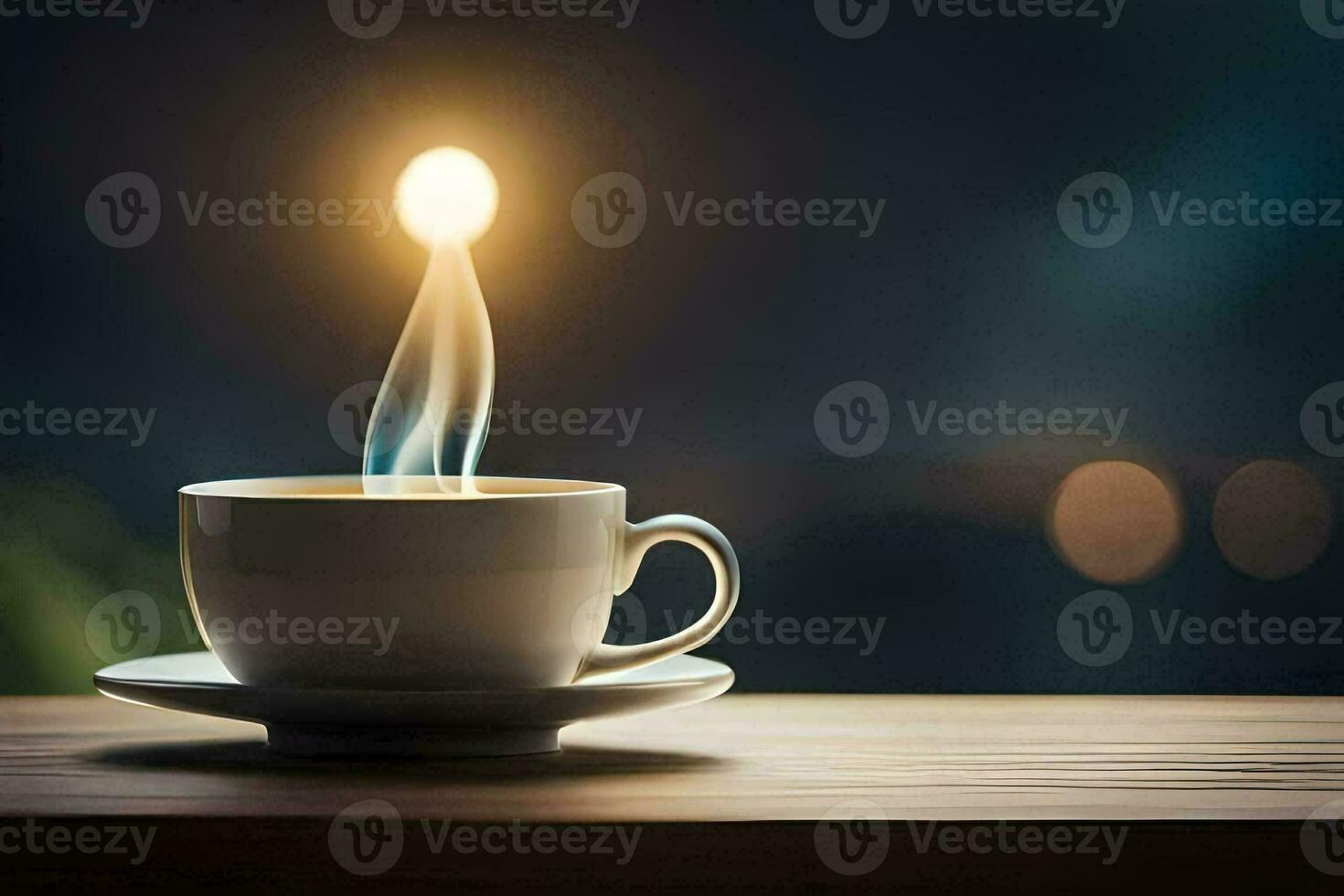 a cup of coffee with a flame coming out of it. AI-Generated photo