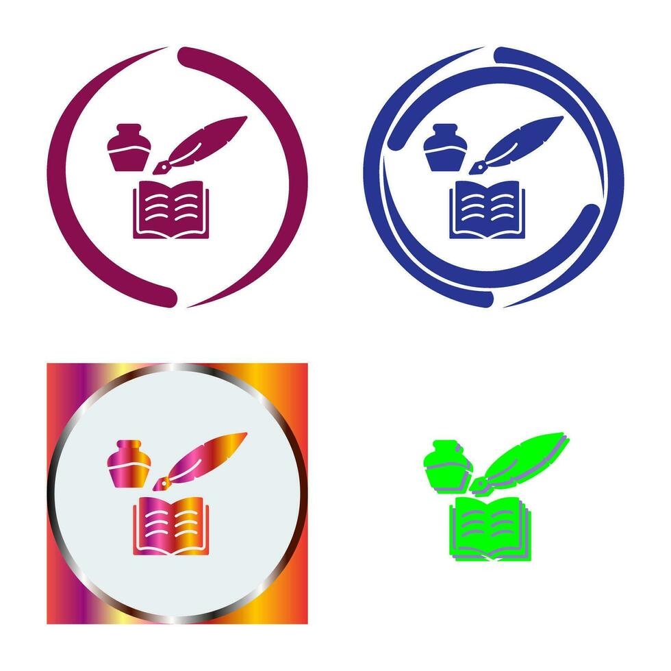 Unique Quill and Book Vector Icon