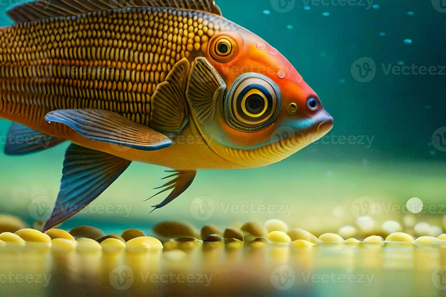 fish in the water with water droplets on the surface. AI-Generated photo
