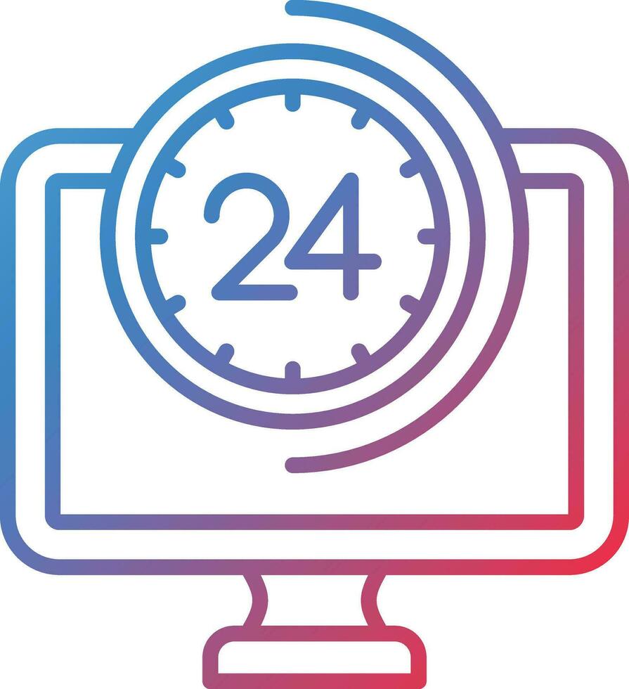 24 7 Monitoring Vector Icon