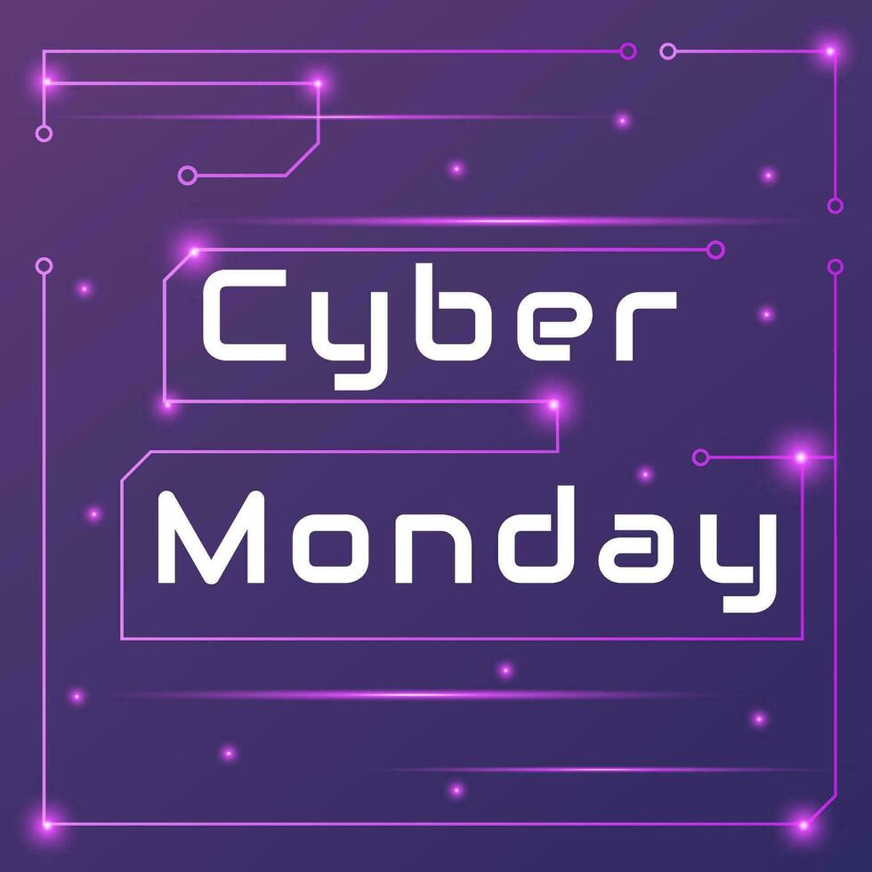 Cyber Monday promotion banner with abstract neon background vector