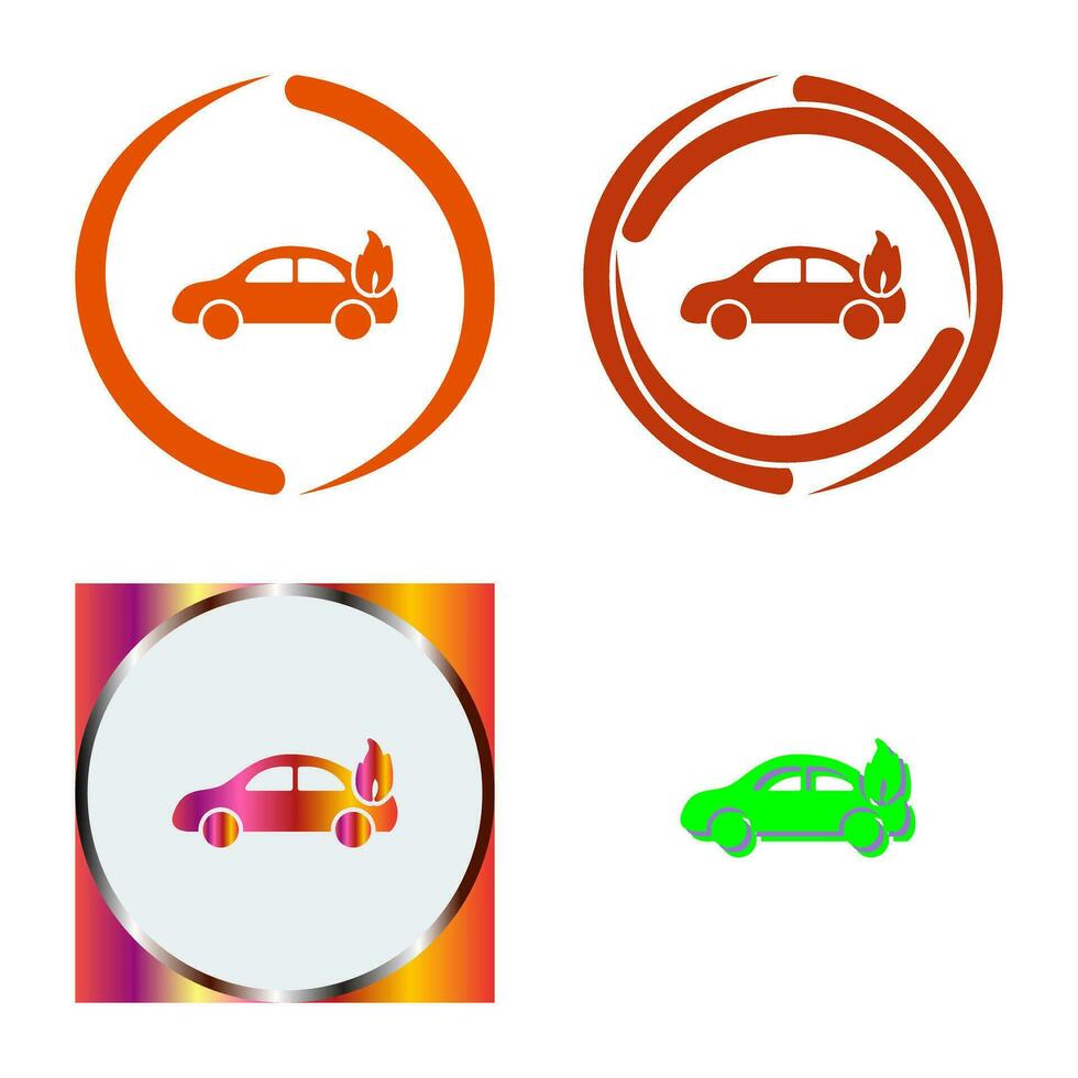 coche único en icono de vector de fuego