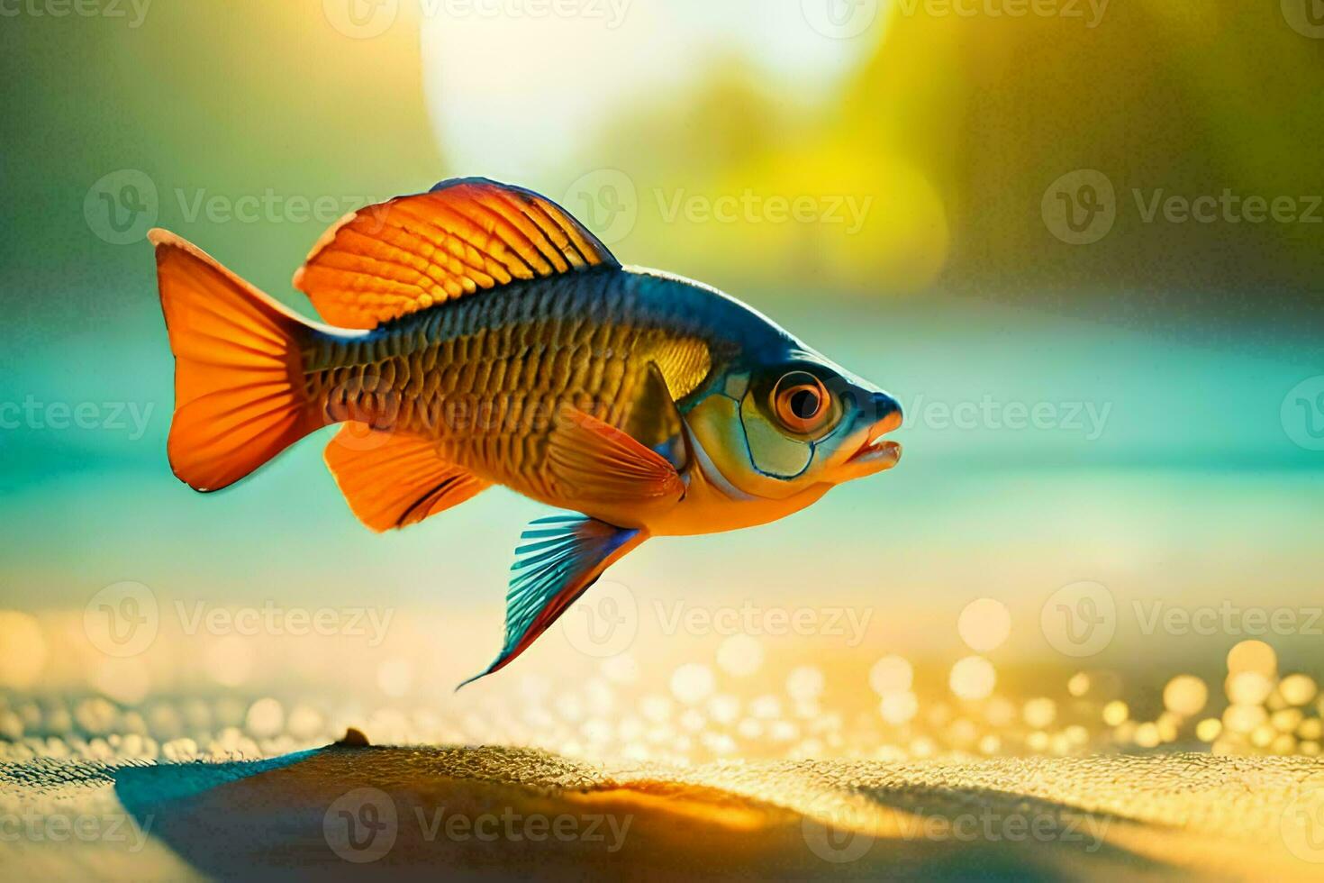 a fish is jumping out of the water. AI-Generated photo