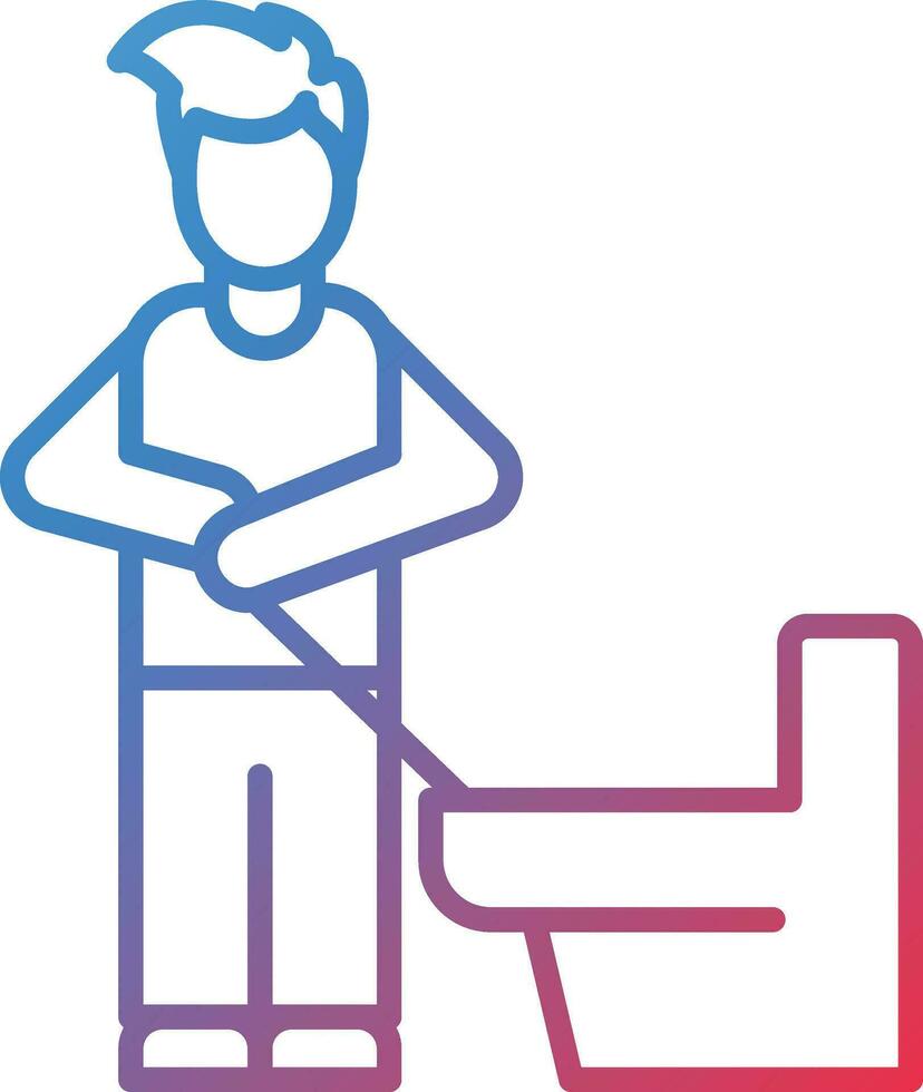 Man Cleaning Bathroom Vector Icon