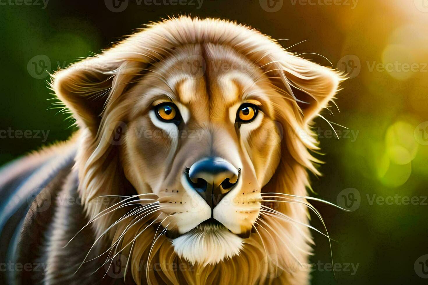 a digital painting of a lion. AI-Generated photo