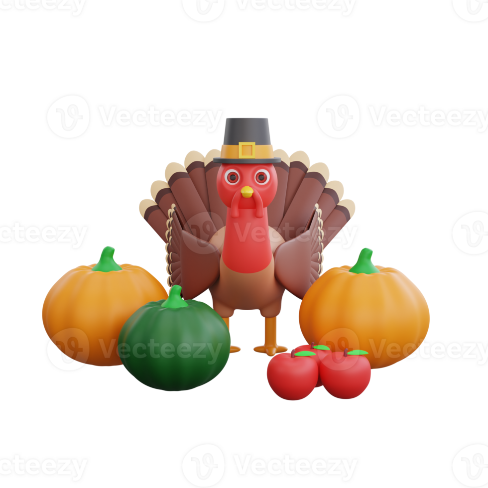 3d Thanksgiving Turkey Vegetables around png