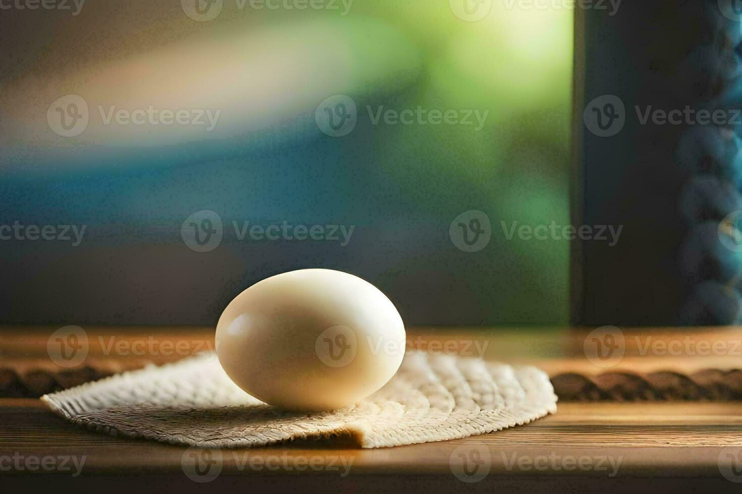 a white ball on a wooden table. AI-Generated photo