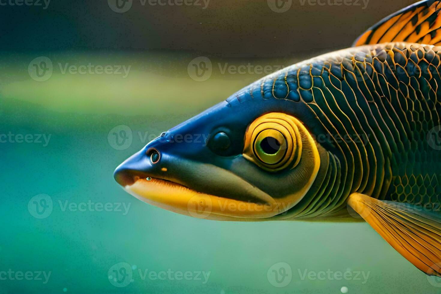 a fish with big eyes and a yellow body. AI-Generated photo