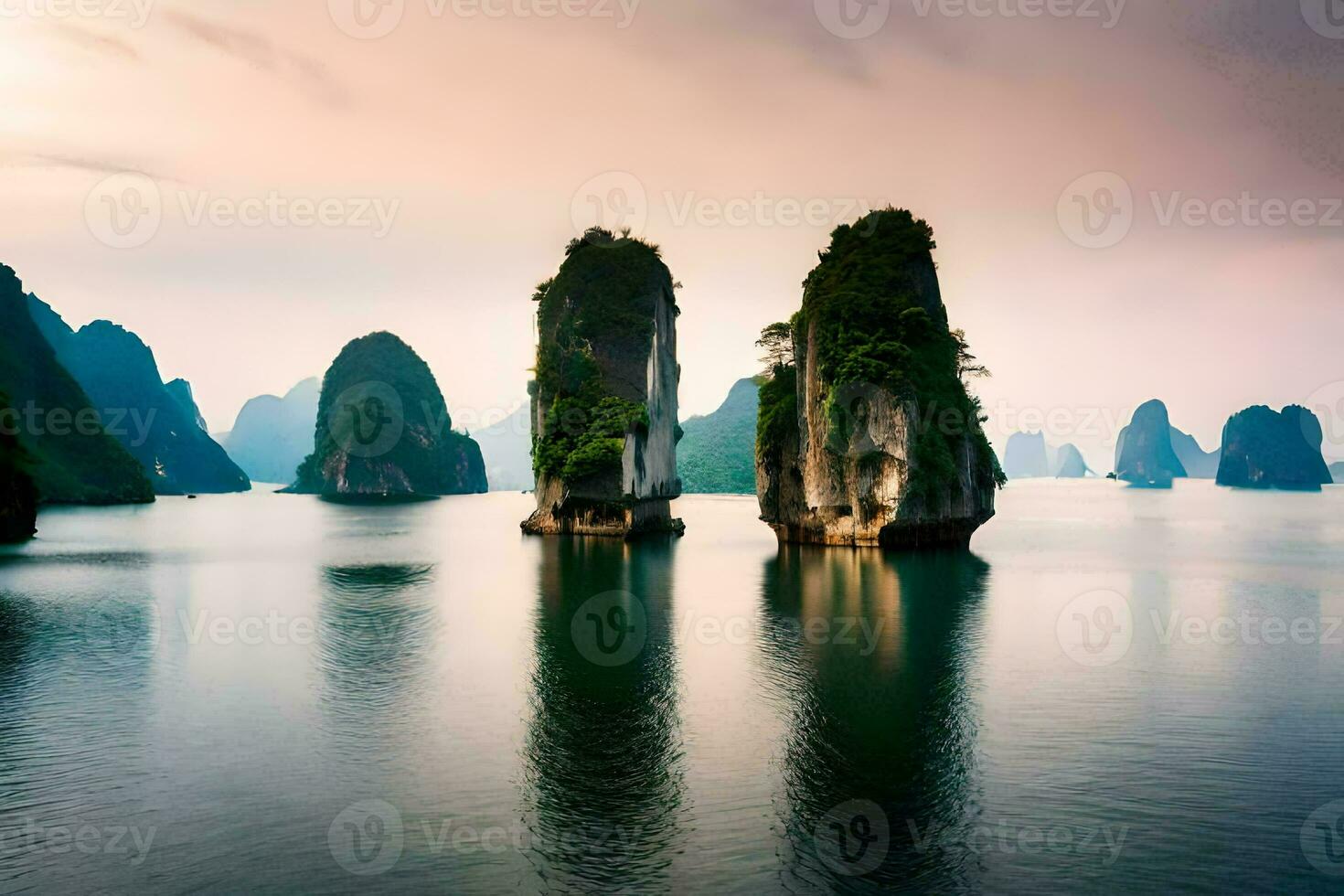the famous halong bay in vietnam. AI-Generated photo