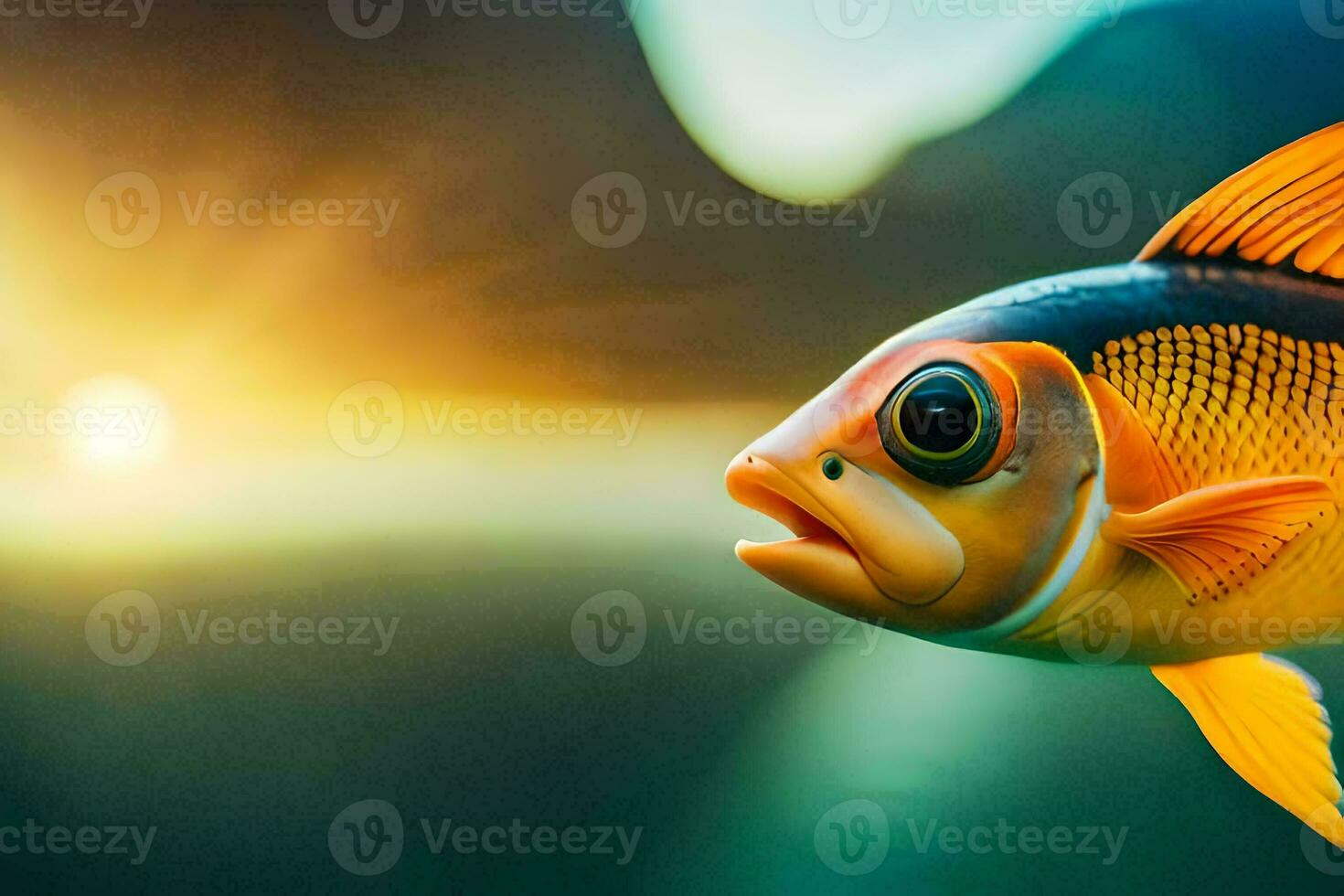 a fish with orange and black stripes is in the water. AI-Generated photo