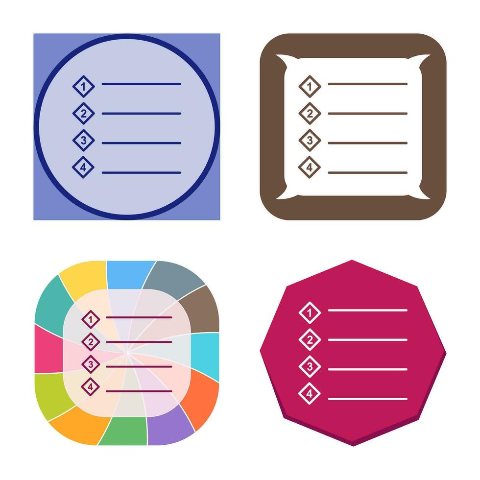 Unique Numbered list Vector Icon