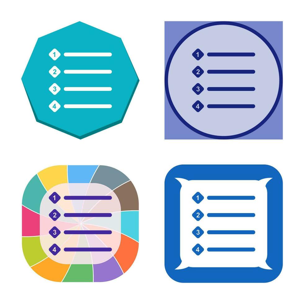 Unique Numbered list Vector Icon