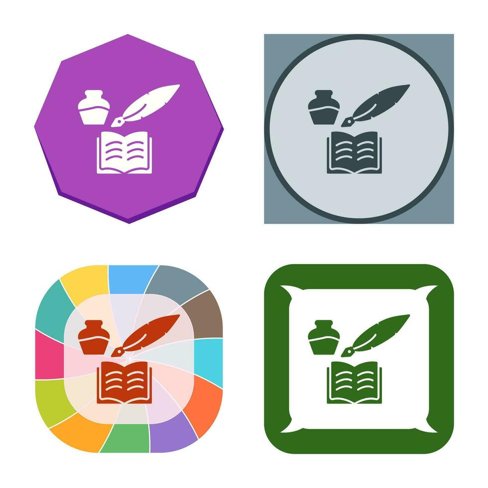 Unique Quill and Book Vector Icon