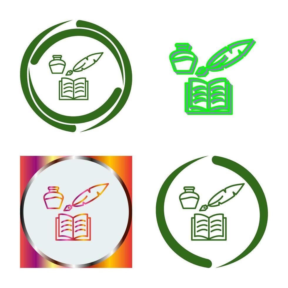 Unique Quill and Book Vector Icon