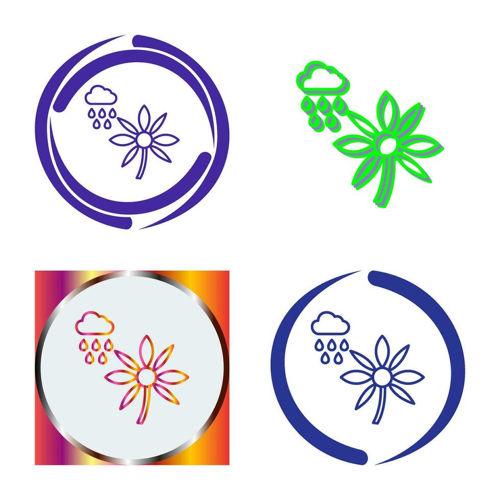 Flower with rain Vector Icon