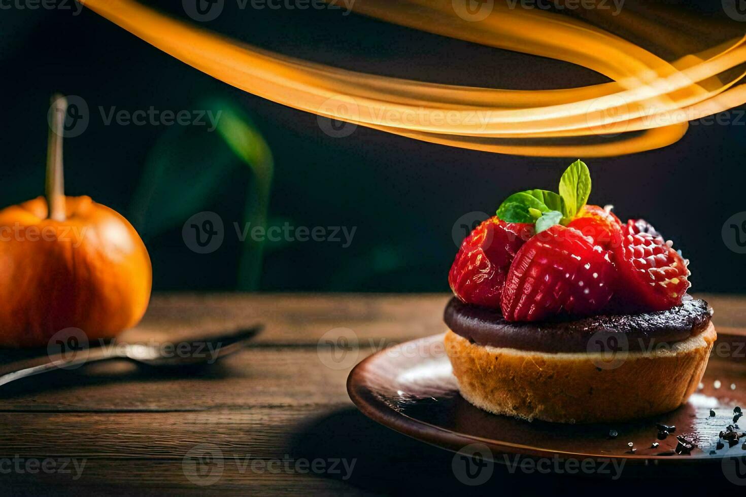 a chocolate cake with strawberries on top. AI-Generated photo