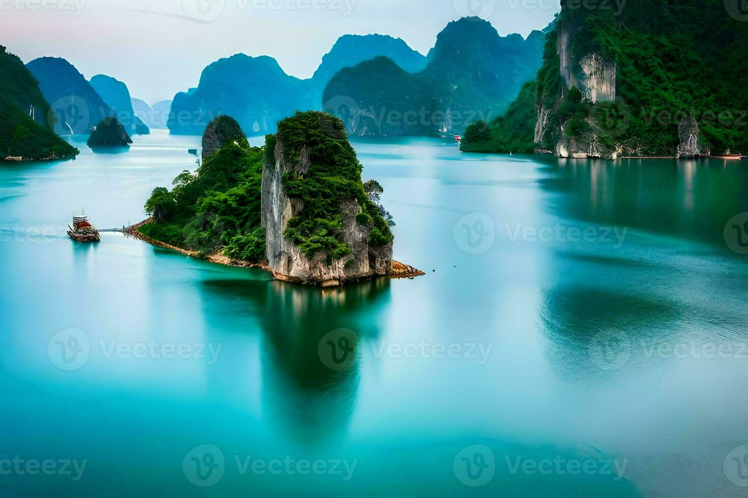 the beautiful landscape of halong bay. AI-Generated photo