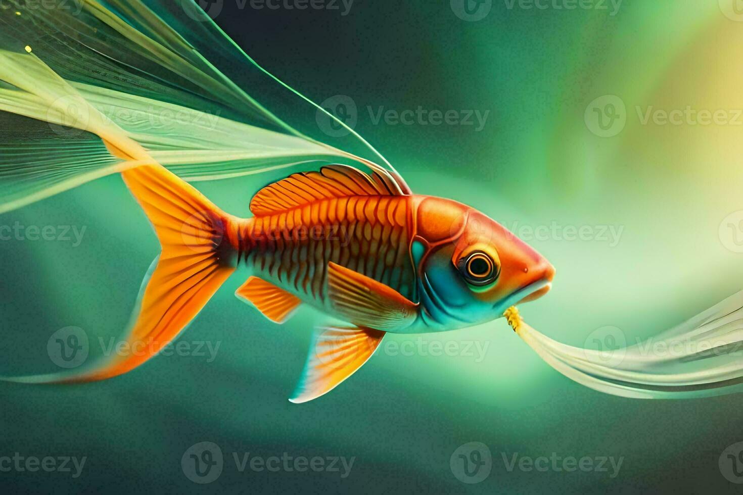 a fish with a long tail and a long tail. AI-Generated photo