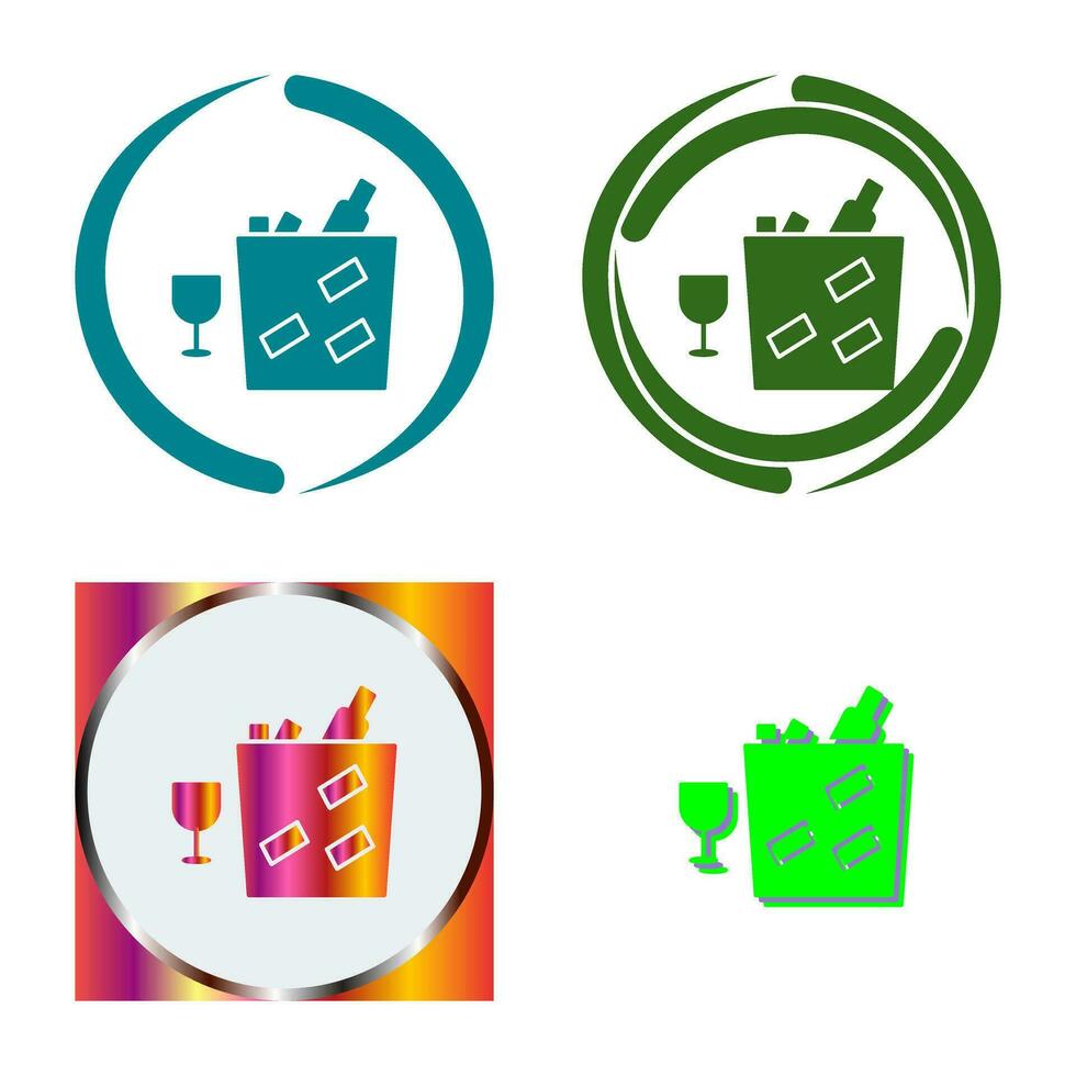 Unique Wine Bottle in Ice Vector Icon